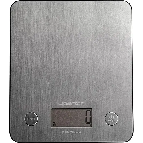 Ваги кухонні Liberton LKS-0713 Smart, Steel, до 5 кг, дисплей, синхронізація через Bluetooth, тарокомпенсація, автовідключення, індикатор перевантаження, батарейка: 3*ААА у комплекті