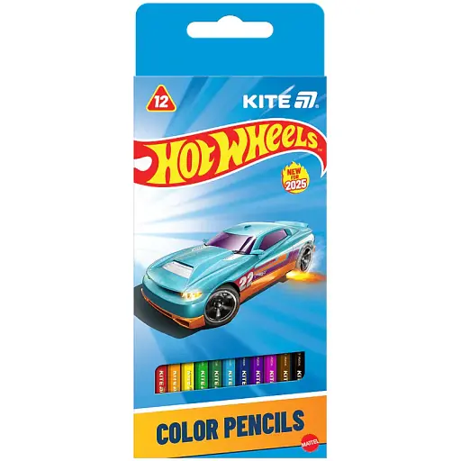 Карандаши цветные трехгранные Kite Hot Wheels 12 шт. (HW25-053)