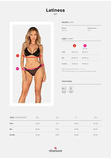 Комплект еротичної білизни Obsessive Latinesa XL/2XL чорний - фото 5