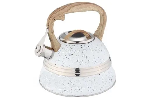 Якісний металевий чайник із свистком Edenberg EB-8808 із нержавіючої сталі для газової плити білий - фото 2