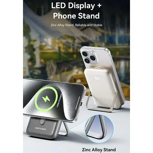 Павербанк Vention Magnetic Wireless White 10 000 mAh / 20 Вт (FHNW0) - фото 4