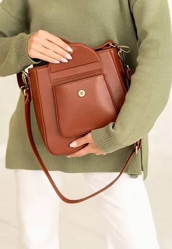 Жіноча шкіряна сумка Stella світло-коричнева - фото 8