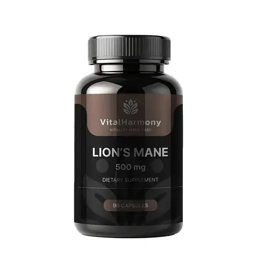 Экстракт гриба ежевик гребенчатый VitalHarmony Lion's Mane 500 mg, 90 капсул - фото 1
