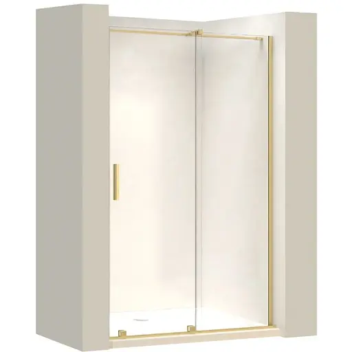 Душові двері Rea Montana 100 розсувні brashed gold KPL-K6389, універсальні, прозорий, золотий - фото 1