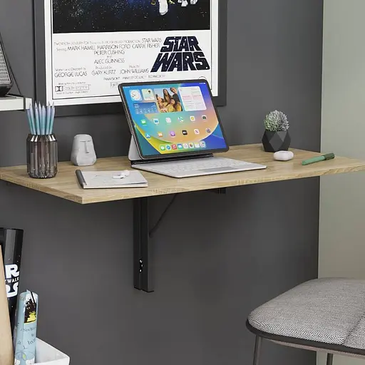 Обідній стіл-трансформер Ніка стіновий Ferrum-decor 420x900x500 Чорний метал ДСП Дуб Сонома 16 мм (FRD-105167)