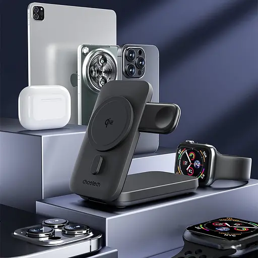 Повербанк с подставкой 10000mAh Choetech B750 Black QC3.0 PD3.0 беспроводная зарядка смартфонов и Apple Watch (43-00133) - фото 8