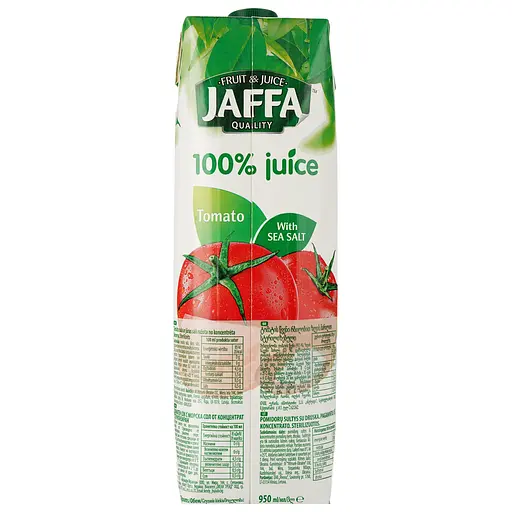 Упаковка соку Jaffa 100% Juice Томатний з морською сіллю 11.4 л (950 мл х 12 шт.) - фото 3