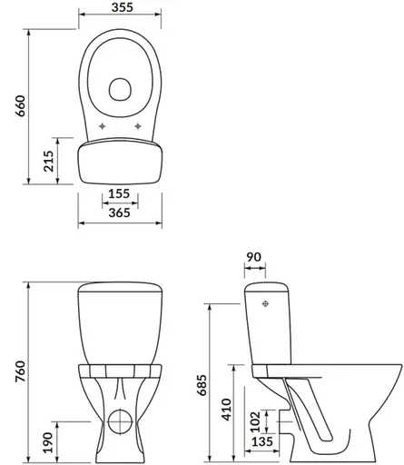 Унитаз-компакт 817 Cersanit Milos KA010 3/6 сиденья из полипропилена K681-009 - фото 2