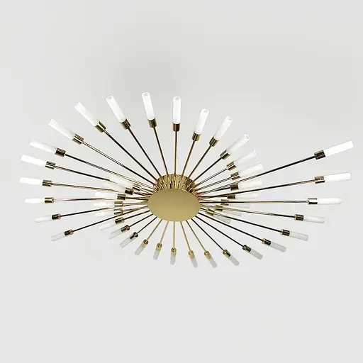 Потолочная золотая люстра в форме солнечной вспышки на 42 плафона G4 Ø 135х120 см | Line F | Ст. 1279/42 GD - фото 6