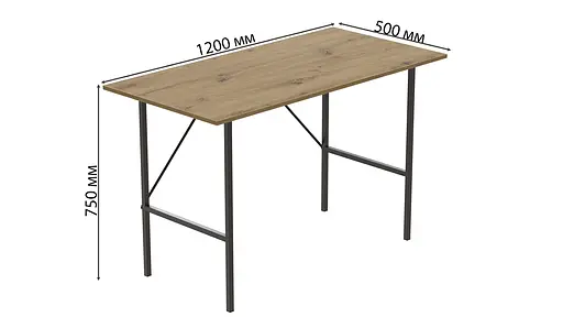 Стіл письмовий Line Тайм Ferrum-decor 750x1200x500 Чорний метал ДСП Дуб Артізан 16 мм (FRD-104883) - фото 3