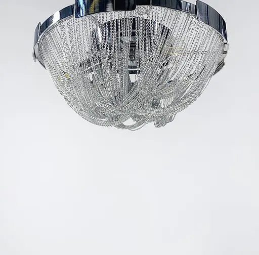 Стельова хромована люстра з переплетеними ланцюжками Line.F Діаметр 40см - фото 8