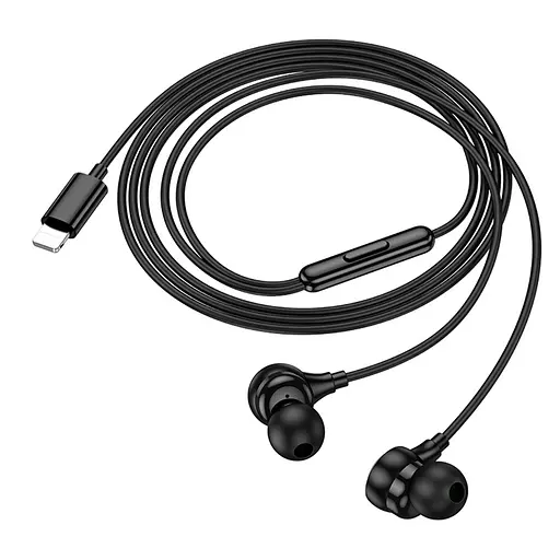 Дротові навушники Hoco M116 Benevolent universal earphones with microphone, 1.2m, lightning, black - фото 4