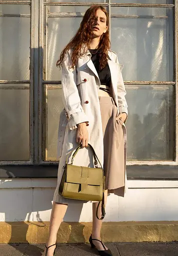 Женская кожаная сумка Ester оливковая - фото 3