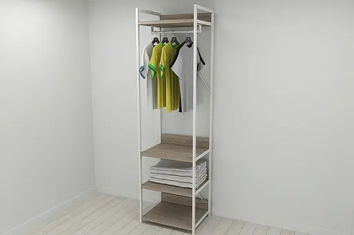 Шкаф Гардероб Уни секция 3 серии Коннект Ferrum-decor 220x60x50см Белый металл ДСП Дуб Сонома Трюфель 32 мм (FRD-104534)