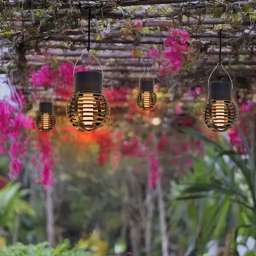 Садовий підвісний світильник Мерехтливе полум'я на сонячній батареї 9 x 6.5 x 6.5 см Black - фото 6