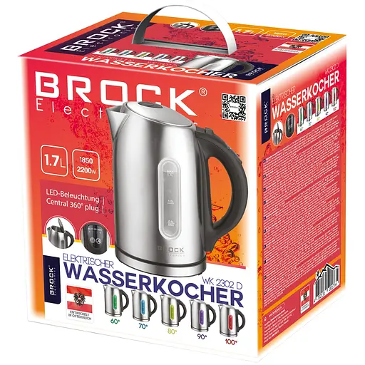 Електрочайник Brock WK 2302 D 1850-2200Вт 1.7л встановлення температури нагрівунерж. - фото 2
