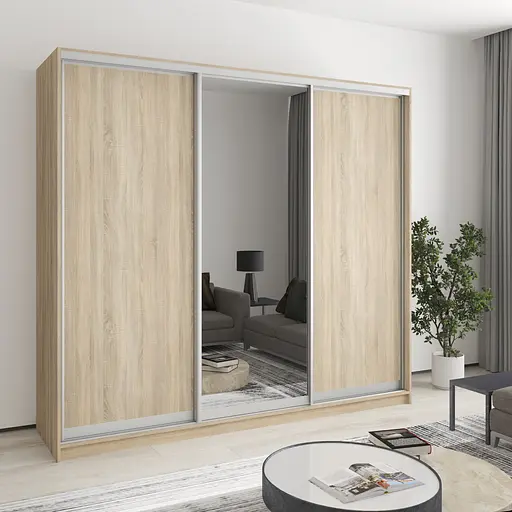 Шафа-купе тридверна MebelStar Стандарт AL 2ДСП/Дзеркало 230x60x210 см Дуб сонома (MBS-2925)