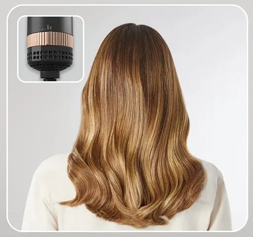 Фен Rowenta-щетка Reverso Dry&Brush 2в1, 1200Вт, 3 режима, ионизация, холодный обдув, насадок-2, керамика, черный-золотистый - фото 5