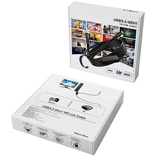 Кабель VR Link USB A+C на Type-C для Meta Oculus Quest 3/2/Pro Pico 4 (5 м) с постоянным питанием - фото 6