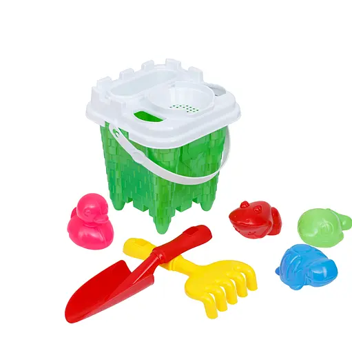 Набор детский Ведро №5 + лопата, грабли, водные обитатели Бамсик, 1265