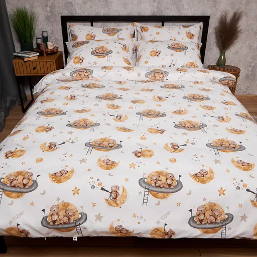 Комплект постельного белья Moon&Star Бязь Gold Люкс Teddy Dreams King Size 220x240 наволочки 4х70х70 - фото 2