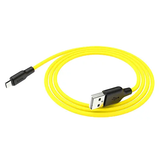Дата кабель Hoco X21 Plus Silicone MicroUSB Cable (1m) Black / Yellow - фото 5