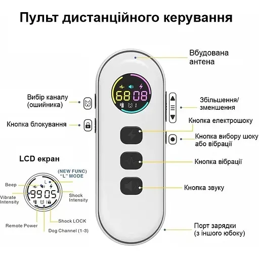 Електронний нашийник для середніх собак Dobe DB900S дресирувальний з трьома видами впливу чорний - фото 2