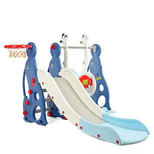 Дитяча гірка-гойдалка BAMBI WM19020-4 з баскетбольним кільцем, ш147-г178-в107,5см, синя