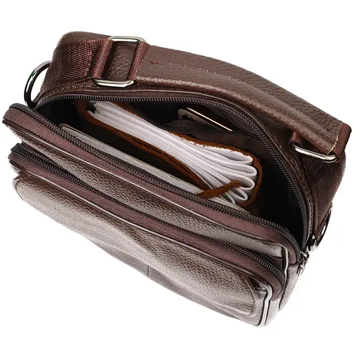 Шкіряна чоловіча сумка Vintage 19х25х6,5 см sum0023577 - фото 5