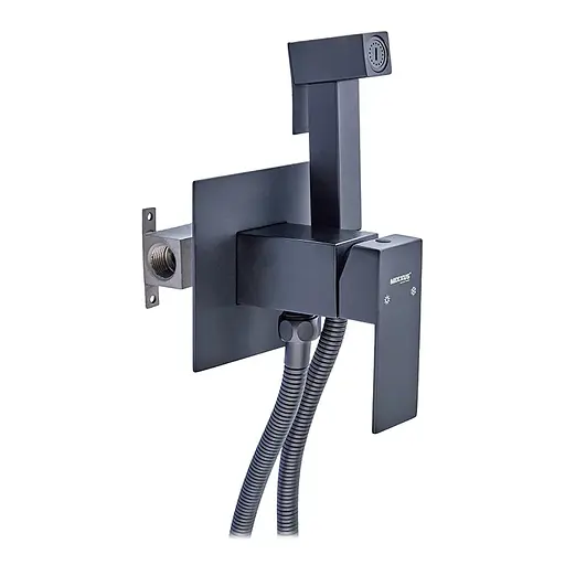 Гігієнічний душ прихованого монтажу Mixxus KUB-333 Black MI6040, Чорний матовий - фото 1