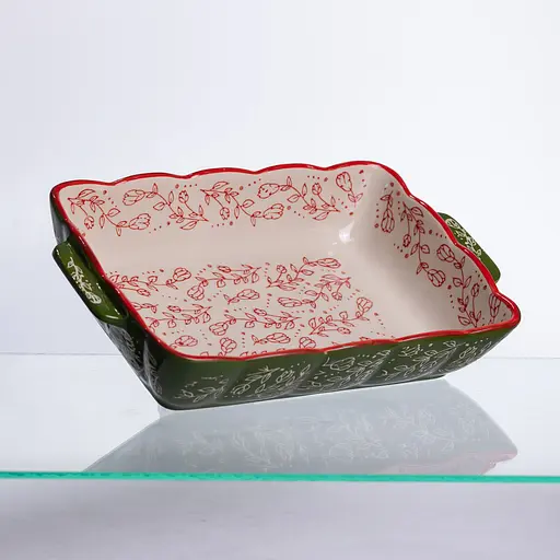Форма для випікання Vintage 28×17×5 (см) прямокутна форма для випікання в духовці з ручками Зелений Yiwu HM05-10 - фото 5