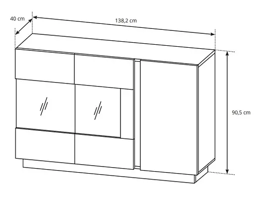Комод с витриной Perfect Home Арко / Arco 3-дверный 3D2W/138 Белый глянец/дуб грандсон (PFH-091034) - фото 5