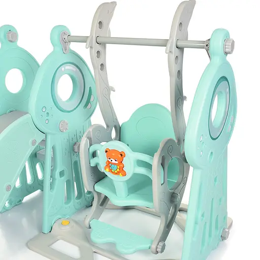 Дитяча гірка-гойдалка BAMBI WM19011-5 з баскетбольним кільцем, ш152-г184-в103см, голуба - фото 6