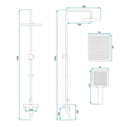 Душова система Rea Maximus gold з виливом REA-P2410, Золотий - фото 5