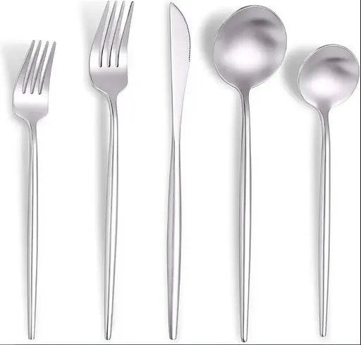 Набор столовых приборов серебристый из нержавеющей стали 18/10 на 5 предметов. - фото 2