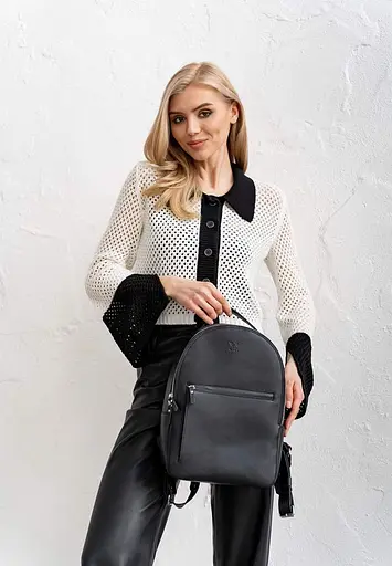 Кожаный рюкзак Groove M черный - фото 3