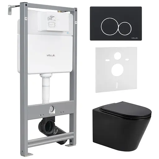 Комплект инсталляция 4 в 1 Volle Master Evo 212010+222123 + унитаз Volle Nemo Black Rimless 13-17-316 Black с сидением Soft Close, Черный матовый - фото 1
