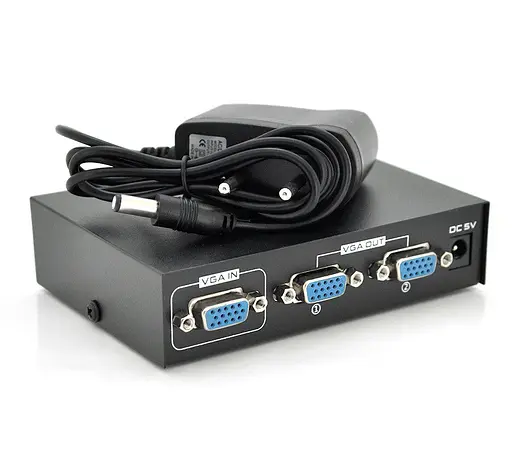 Активний спліттер 1х2 VGA сигналу Voltronic FJ2502S 200MHz 2 Port, DC5V/1A