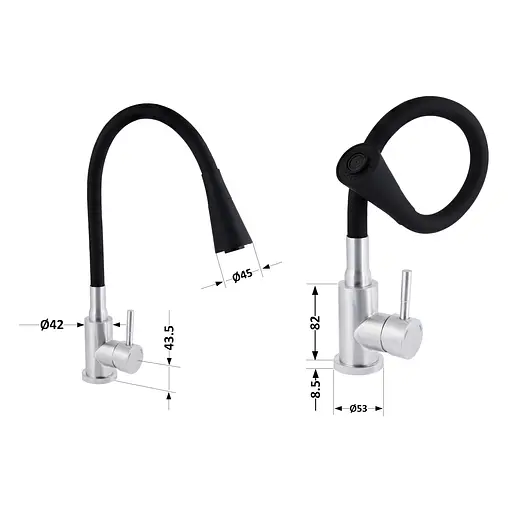 Смеситель для кухни Lidz Aria 015F31 с гибким изливом (k35) LDARI015F31BNK31872 BNK Нержавеющая сталь - фото 2