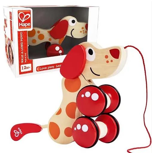 Дерев'яна каталка Hape Песик E0347 Іграшка для прогулянок - фото 7