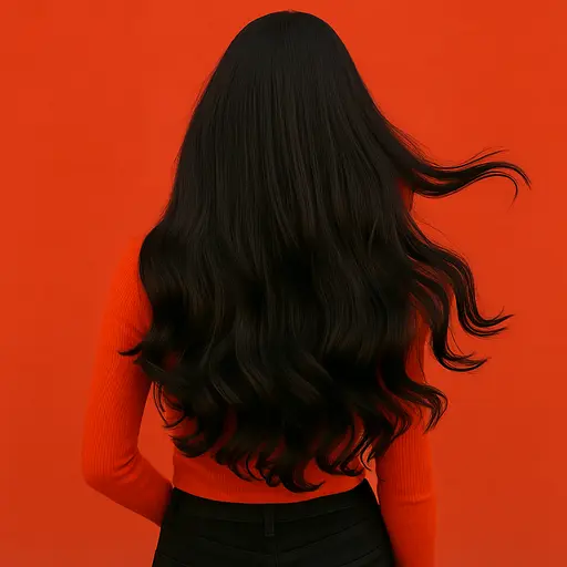 Перука хвиляста без чубчика з проділом 65 см Брюнетка - фото 2