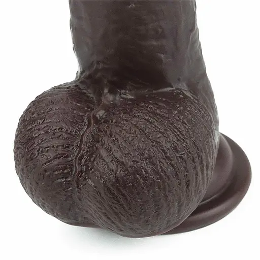 Фалоімітатор LoveToy Sliding Skin з подвійного матеріалу 23 см коричневий - фото 11