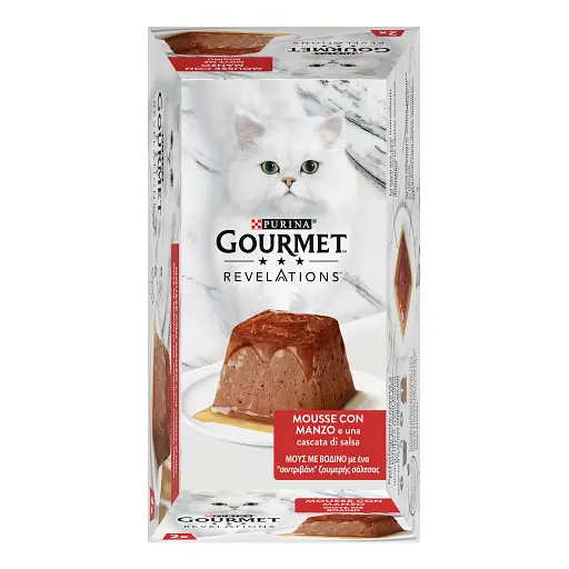 Вологий корм Gourmet Revelations Мус з яловичиною та підливкою повнораціонний для дорослих котів 114 г (2х57 г) - фото 4