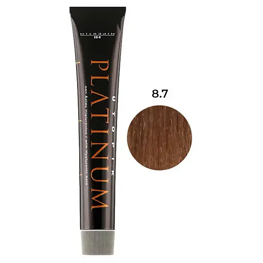 Професійна стійка крем-фарба для волосся Hipertin Platinum 8.7 світлий коричневий блонд 60 мл - фото 1