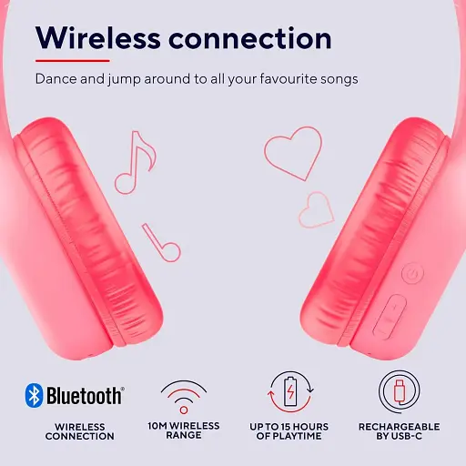Навушники Trust On-ear Nouna Kids Wireless Mic рожеві - фото 4