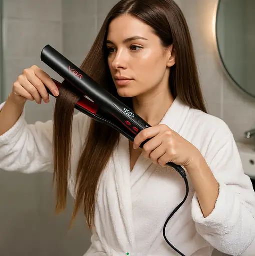 Випрямляч VGR V-516 з керамічним покриття та терморегулятором до 150-230°C дисплей 60 Вт Чорно-червоний - фото 5