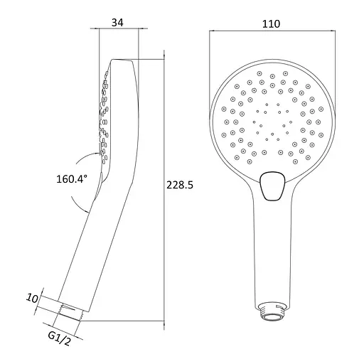 Ручной душ Imprese 110 мм, 3 режима хром/белый W110T3, Хром - фото 2