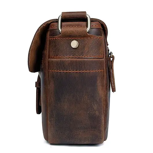 Кожаная мужская сумка через плечо John McDee 27х18х8 см sum0025815 - фото 7