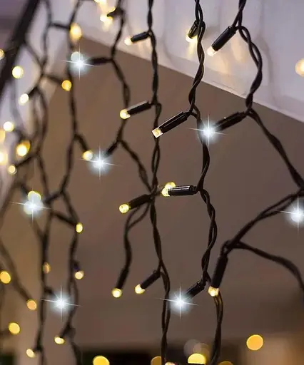 Наружная новогодняя гирлянда бахрома (черная проволока) Xmas W-2 5x0.6 м 120 LED Теплый белый - фото 2