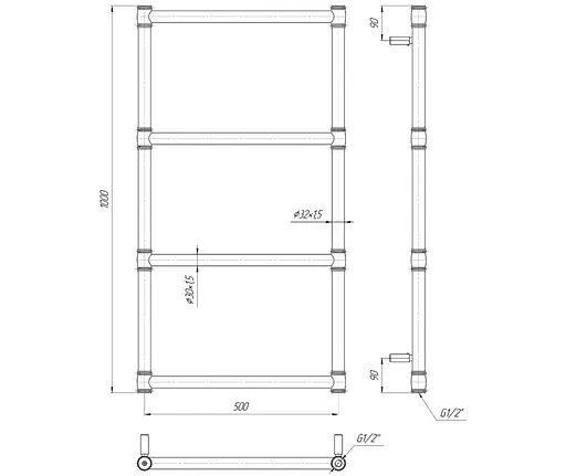 Водяной полотенцесушитель Mario Прованс 1000x500, Хром - фото 2